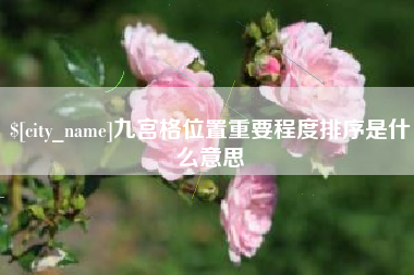 高安九宫格位置重要程度排序是什么意思