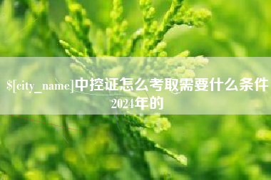 高安中控证怎么考取需要什么条件2024年的